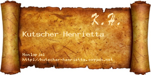 Kutscher Henrietta névjegykártya